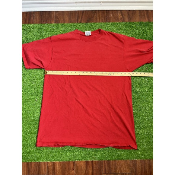 Vintage Single Stitch Heavy Cotton T-shirts (2) LG 90s Pluma Red & Black Solid - Picture 3 of 12